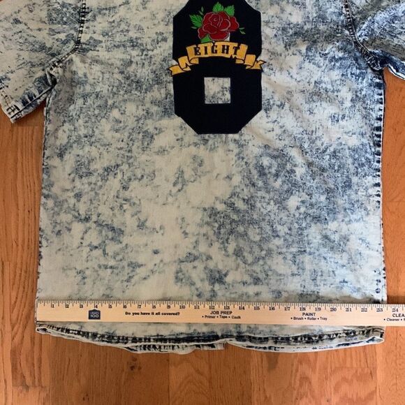 Men's Retro District Button-down Acid Wash Shirt Size L Short Sleeves - Picture 6 of 11